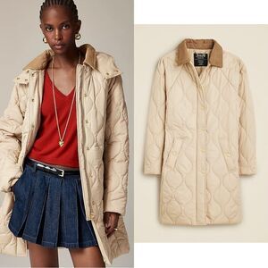 NWT J CREW Petite Stowe puffer jacket in Light khaki